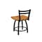 Holland Bar Stool Co 18" Low Back Swivel Vanity Stool, Black Wrinkle, Med Maple Seat 41118BWMedMpl - alternate 2